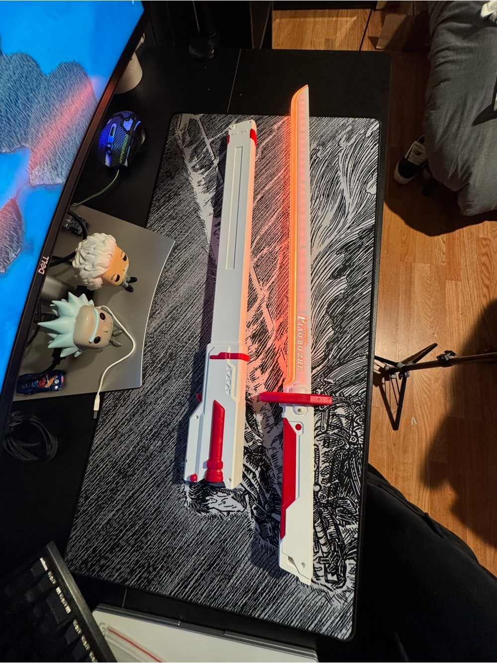 Light-Up Foam Sword with White and Orange Blade
